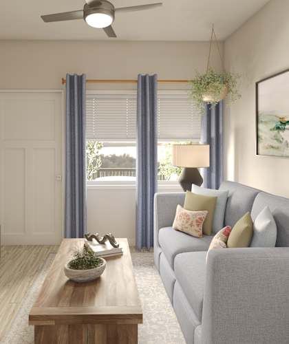 Decorated Living Room at Greenwood Commons Apartments, Delaware, OH 43015