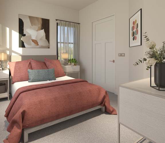 A bedroom with a bed at Greenwood Commons Apartments, Delaware, OH