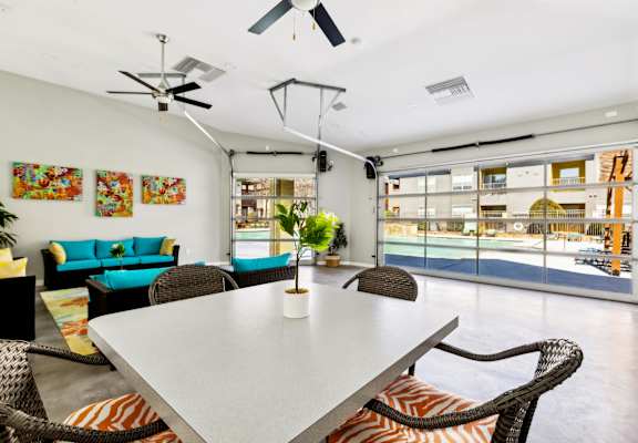 Spacious Living Space with Dining at Flats on Chapel Apartments, Texas