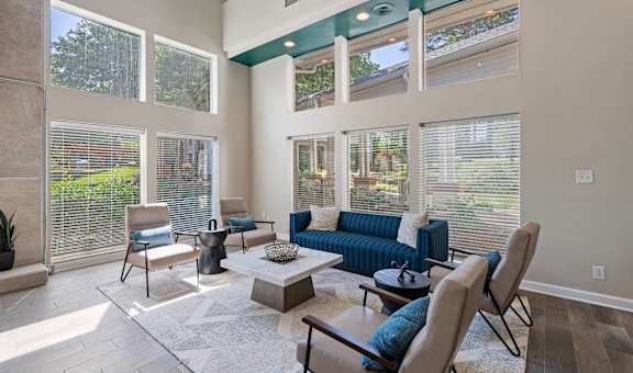 the preserve at ballantyne commons living room with large windows