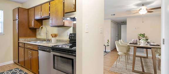 A living room with a white sofa, green chairs, and a television. at West Pointe Apartments, Apartments, Burlington, NC
