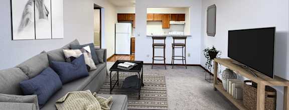 a living room with a couch and a table at Parkway Trails, Florence, KY, 41042