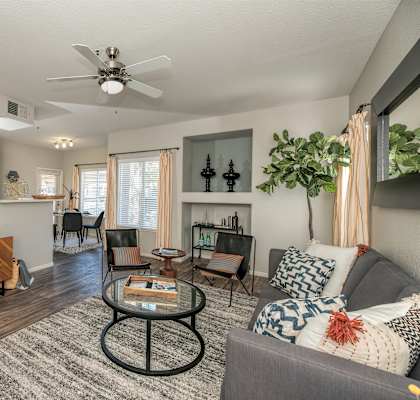 modern living room at Somerfield at Lakeside Apartments Elk Grove, CA