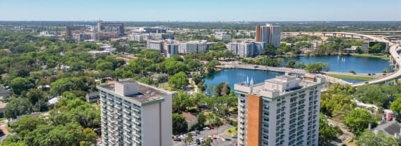 an aerial view of the city of austin