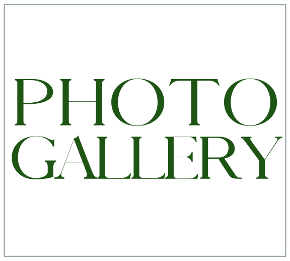 the word photo gallery in green on a black background