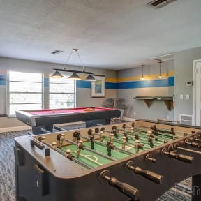 Game Room with Billiards and Foosball at Whisper Lake Apartments, Winter Park, Florida 32792