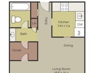 New Brookside Junior One Bedroom Floor Plan