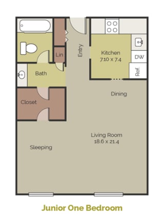 New Brookside Junior One Bedroom Floor Plan