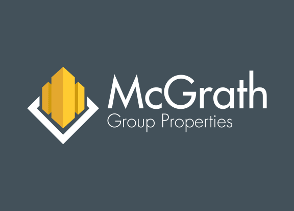 an image of the mcgrath group properties logo on a black background