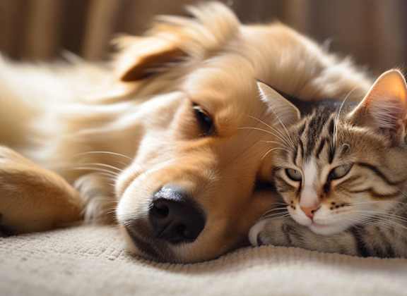 a dog and a cat laying next to each other at Shenandoah Properties in Lafayette, IN 47905