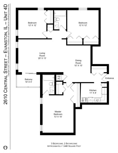 Floor Plan  Three Bedroom, Two Bath