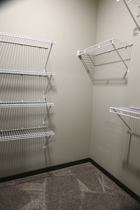 Extra storage and large closets in a 3 bedroom apartment for rent at North Pointe Villas best new apartments Lincoln NE 68521
