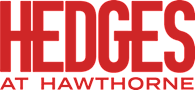 The image shows the word "HEDGES" in large letters with "AT HAWTHORNE" written below it.