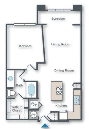 Floor Plan  Agave B 1 bed 1 bath with sunroom