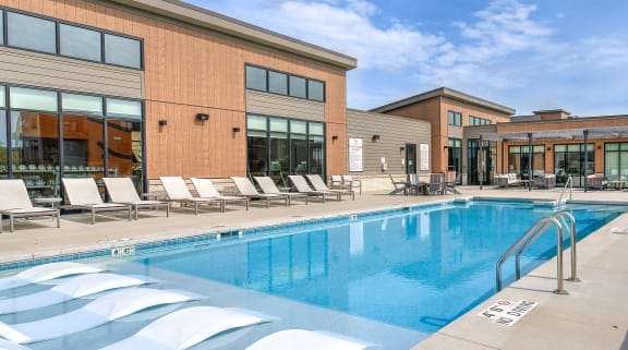 Swimming Pool With Clubhouse at One Glenn Place, Fitchburg, Wisconsin