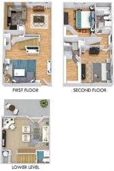 Burberry 3D. 2 bedroom townhome with den. Kitchen with bartop open to living/dinning rooms. 2 full bathrooms + powder room. Patio/balcony.