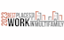 a graphic of the word work in a font with orange and black letters