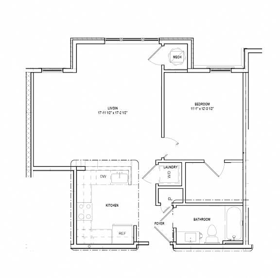 Riverwoods at Tollgate II - 1 Bedroom Floor Plan 1B