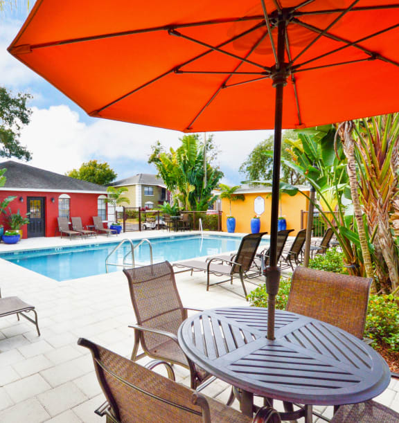 our apartments have a pool and a patio