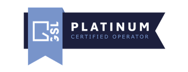 A platinum certified operator ribbon with a key graphic on it.