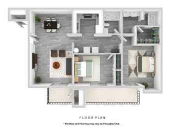 Floor Plan Two Bedroom Two Bath