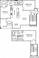 Camden. 3 bedroom apartment. 1st floor entry. Kitchen with bartop open to living/dinning rooms. 2 full bathrooms, double vanities. Walk-in closets. Master on 3rd floor. Patio/balcony.