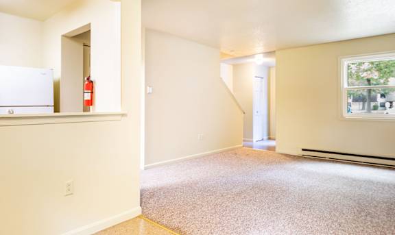 A room with a window and a fire extinguisher on the wall at Birdsboro Estates, Birdsboro, Pennsylvania