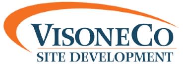 The image is a logo for a company named VisoneCo that specializes in site development.