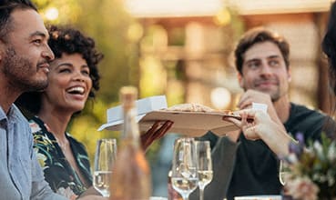 Diners eating outside stock image