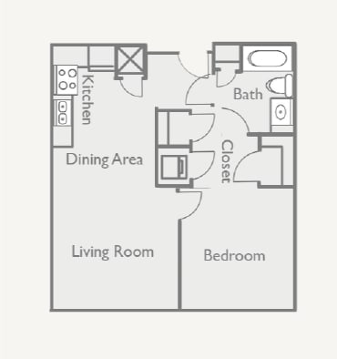 a floor plan of a home with a bedroom and a living room