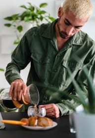 Man pouring coffee