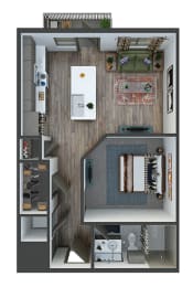 Arthur 1 bedroom, 1 bath. Kitchen with Island and Pantry. Washer/Dryer. Patio/Balcony
