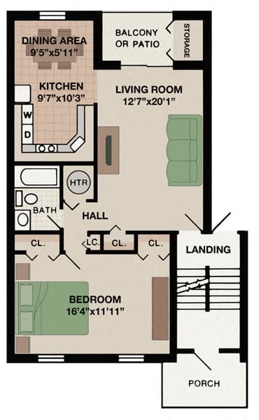 Charming Aspen 1-bedroom, 1-bathroom apartment featuring a private porch, perfect for relaxing at New Kent Apartments in West Chester, PA