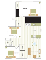 Fusion Three Bedroom, One Bathroom