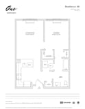 Residence A6 1 Bed 1 Bath Floor Plan at One Harrison, Harrison, New Jersey