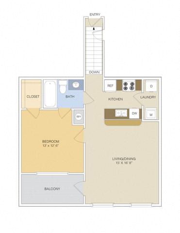 A1 Upper Floorplan 1 Bedroom 1 Bath at Artesian on Westheimer, Houston, TX, 77077