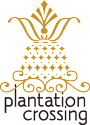 A logo with a pineapple and the words "Plantation Crossing" below it.