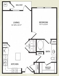 Centro Apartments_Aurora CO_Floor Plan_One Bedroom One Bathroom_The Dotsero