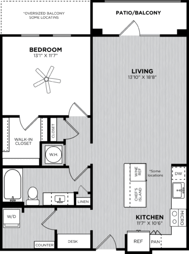Floor Plan  One bedroom with one multy access bathroom