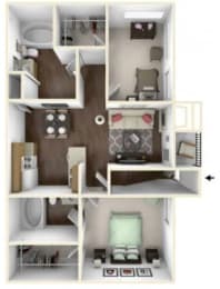  Floor Plan 2 Bedroom Garden