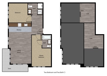 2x2 Floor Plan at Sedona Apartments, Washington, 98115