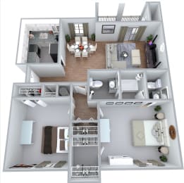 2 bedroom, 1.5 bath Floor Plan at Emerald Bay, Charlotte, 28217