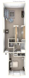 One Bedroom One Bath Floorplan One Bedroom One Bath Floorplan at Hampton Lakes Apartments, Walker, Michigan