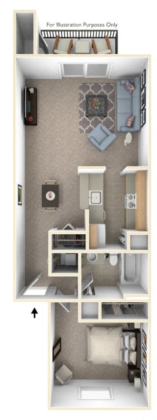1 Bed 1 Bath One Bedroom Walk-Through Floor Plan 1 Bed 1 Bath One Bedroom Walk-Through Floor Plan at Swiss Valley Apartments, Michigan, 49509