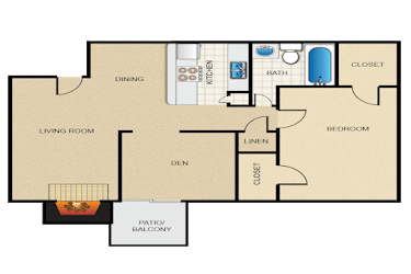 A2 Floor Plan A2 812 Sq.Ft. Floor Plan at The Daphne Apartments, The Barvin Group, Houston, TX, 77054
