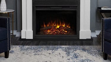Fireplace with white mantle
