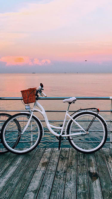 Bike on the pier overlooking the water at Palm Park Apartments, Boynton Beach, 33060