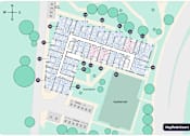 Thumbnail 5 of 15 - A map shows a grid of buildings with a visitor center, courtyard, and Hayfield Hall.