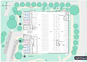 Thumbnail 12 of 15 - A map showing the layout of a building with four entrances and a table of contents.