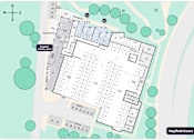 Thumbnail 11 of 15 - A map shows the layout of a building with labeled rooms and areas such as "Residential Spa" and "Visitor."